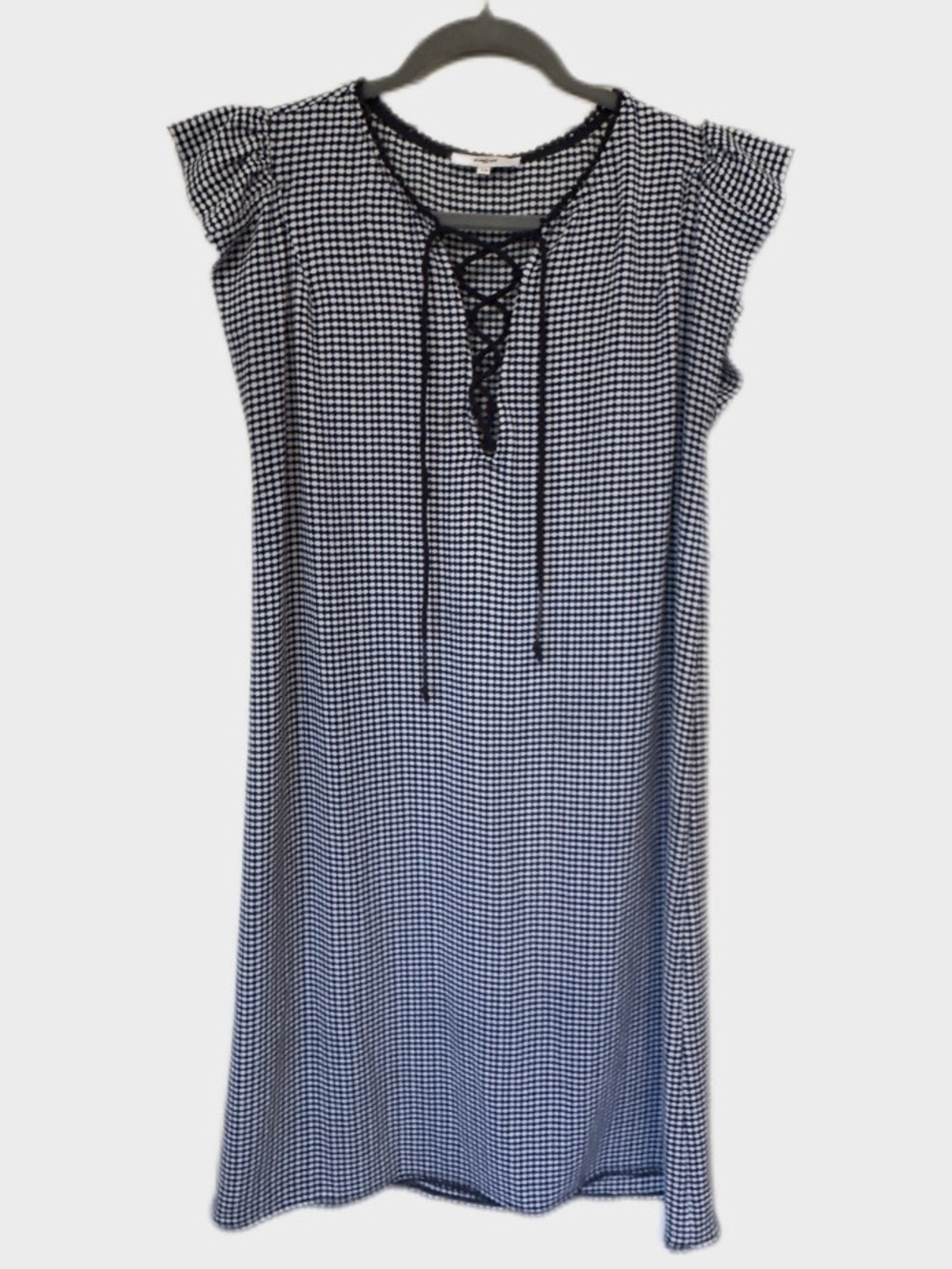 Suncoo Paris Geometric Lace Up Flutter Sleeve Shift Dress Size Large